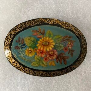 Vintage Russian Lacquer Brooch